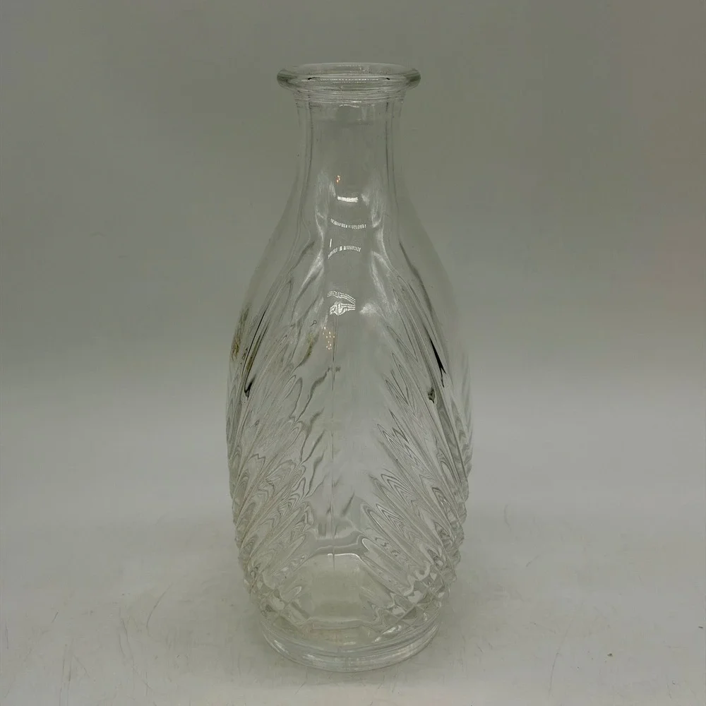 Courvoisier Glass Decanter Clear Diamond Swirl Pattern Barware Vintage